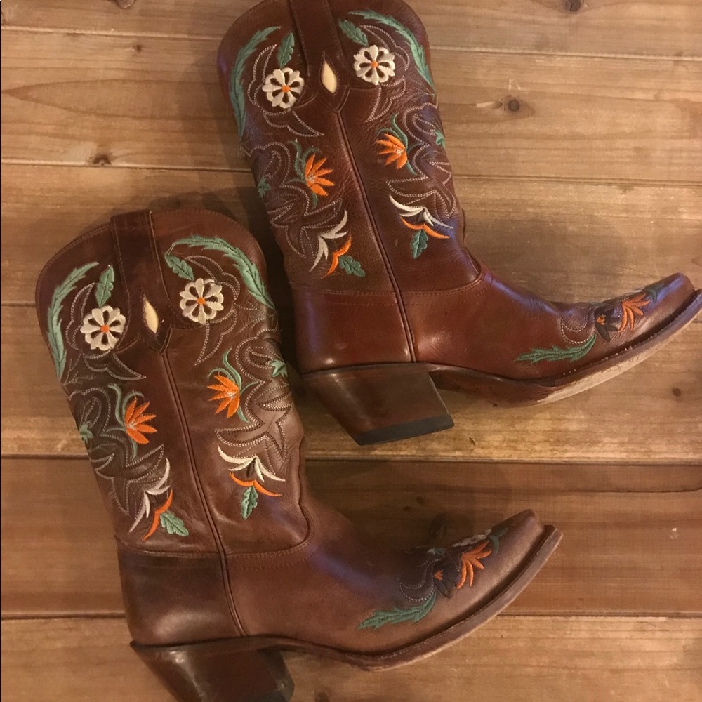 Tony Lama Embroidered Leather Boots